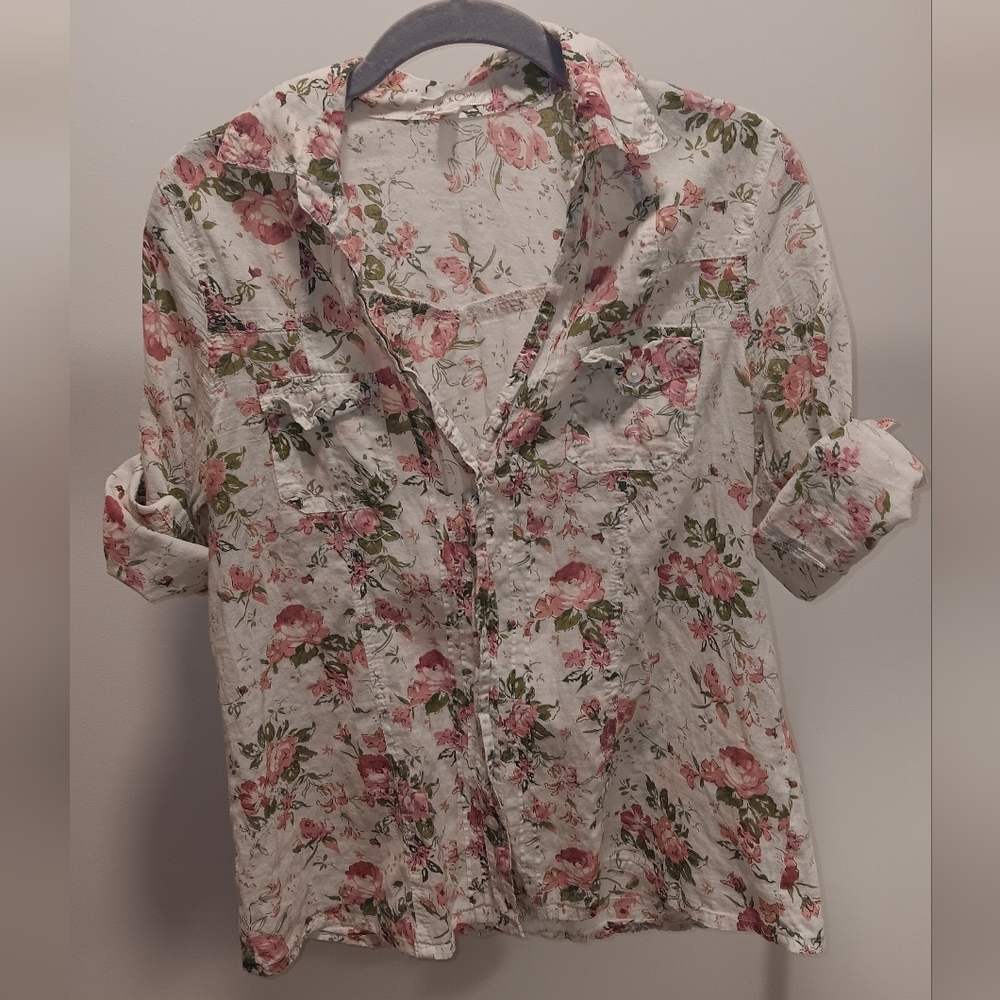 Eden & Olivia Pink and Green Floral Blouse